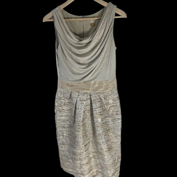 RR Rachel Roy Cream/Gold Boatneck Sleeveless Silk Brocade Dress Sz 4 - Picture 1 of 10